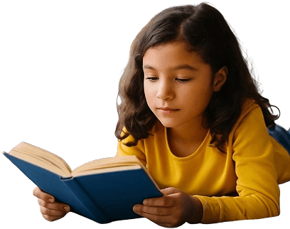 a girl reading a book