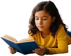 a girl reading a book